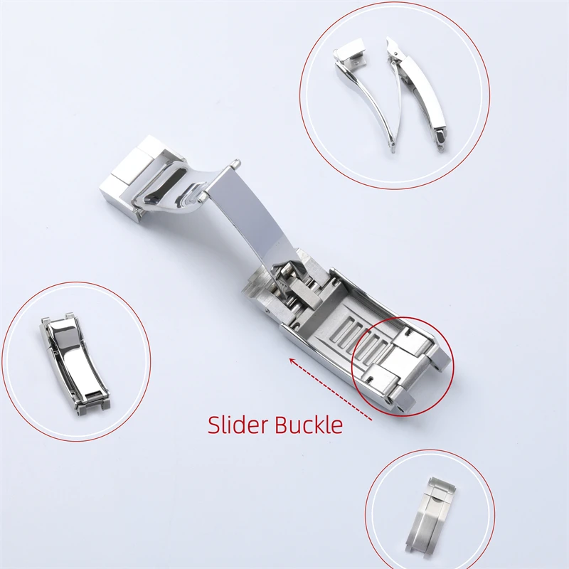 Stainless steel folding buckle glide lock for watch band strap Deployment clasp 9mmx9mm