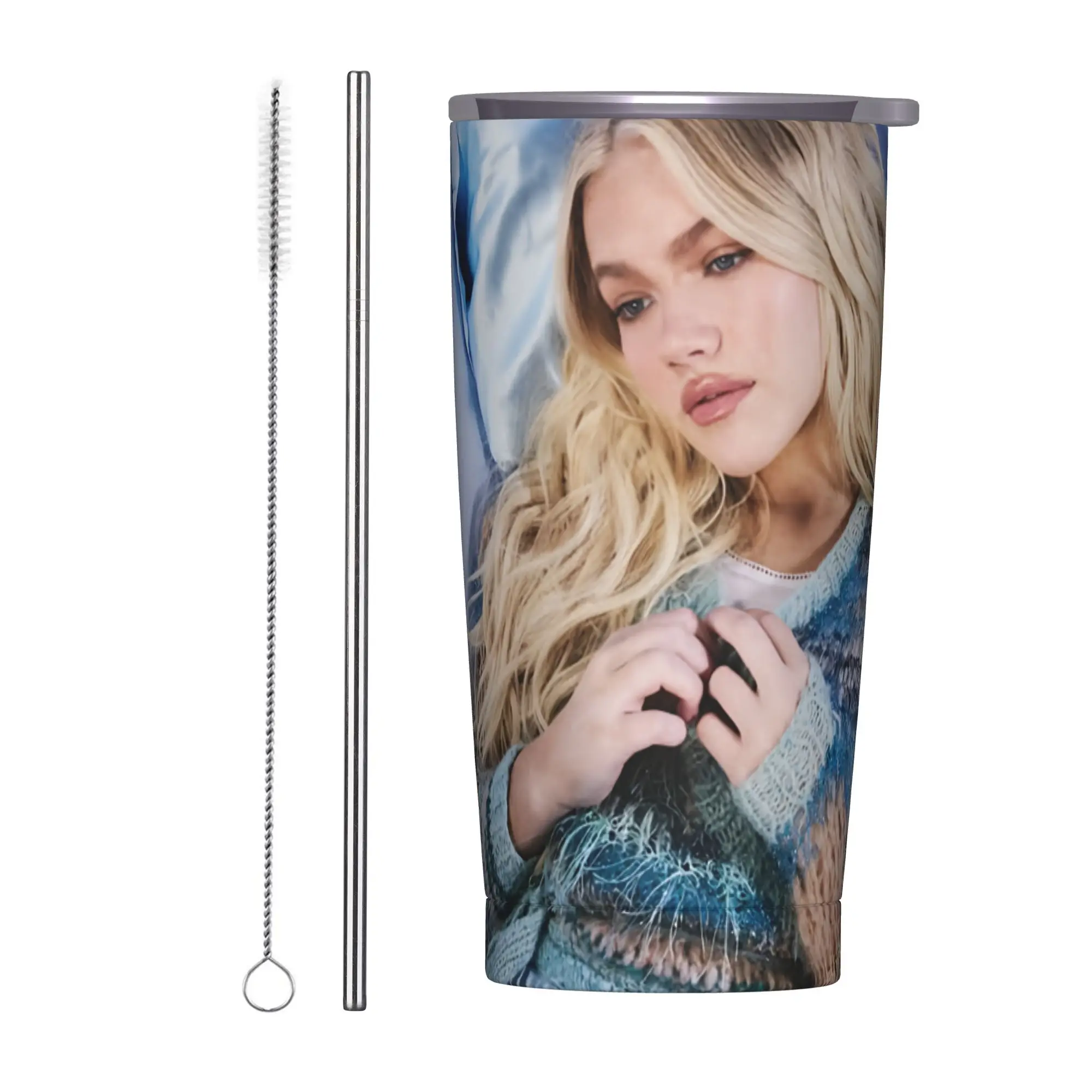 F-Freya Skye Singer Tumbler Vacuum Insulated  Coffee Cups with Lid Straw Outdoor Mugs Spill Proof
