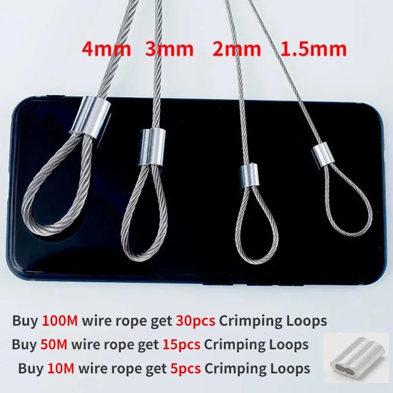 316 Marine Grade Stainless Steel Flexible Soft Wire Rope Cable Ocean Salty Water Fishing 0.3mm-4mm Diameter 10M 50M 100M Length