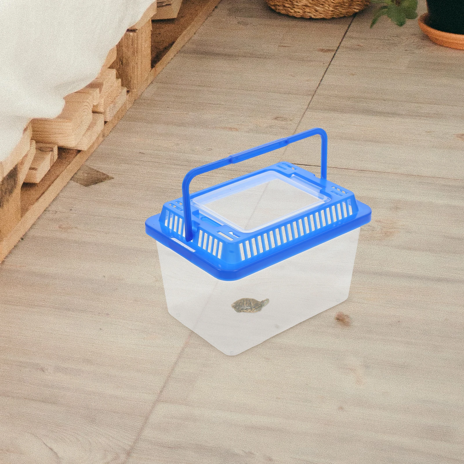 

Portable Fish Tank with Lid Handled Turtle Carrier Clear Plastic Box for Kids Pet Breeding Home Use reptile durable material