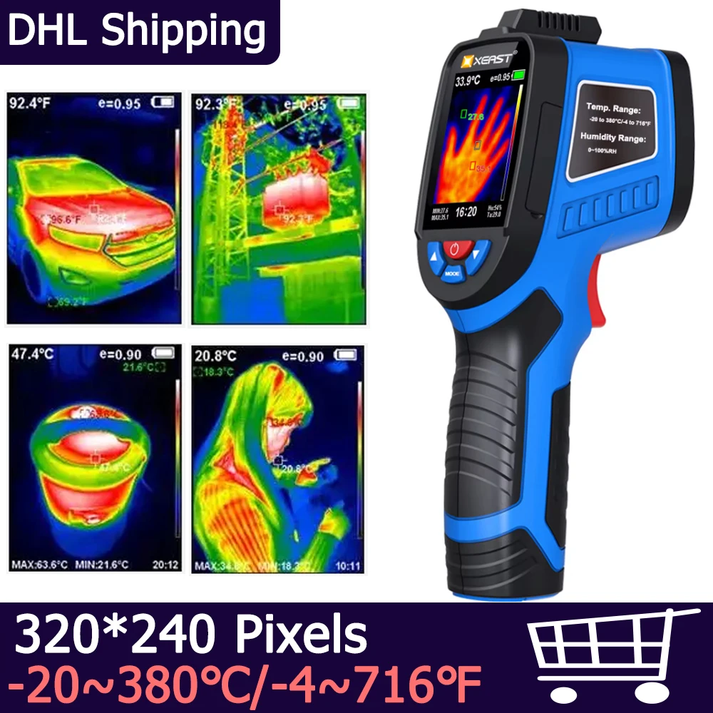 

XE-27 2.4" TFT 320x240 Pixels Infrared Thermal Imager Handheld Thermal Imaging Camera USB Rechargeable 8GB Card Color Display