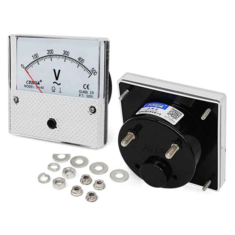 DH-80 AC Voltmeter Pointer Type 5V 10V 15V 20V 25V 30V 50V 75V 100V 150V 200V 300V 450V 500V 600V 800V Panel Meter