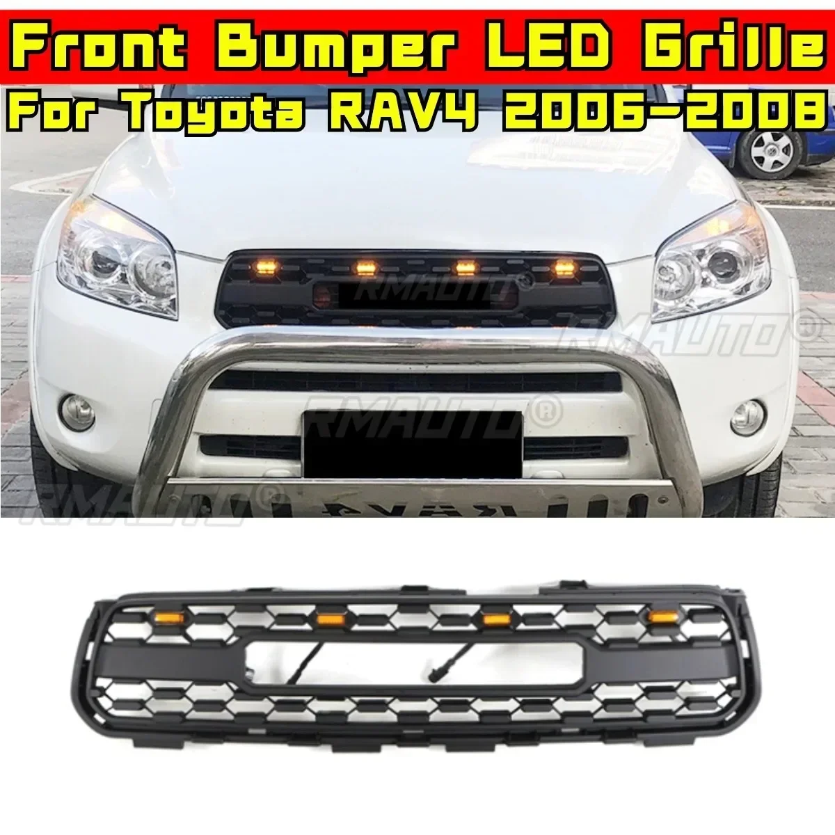 RAV4 Front Grill Car Front Bumper Racing Grille Grill Body Kit Front Bumper Grille For Toyota RAV4 2006-2008 Car Accessories