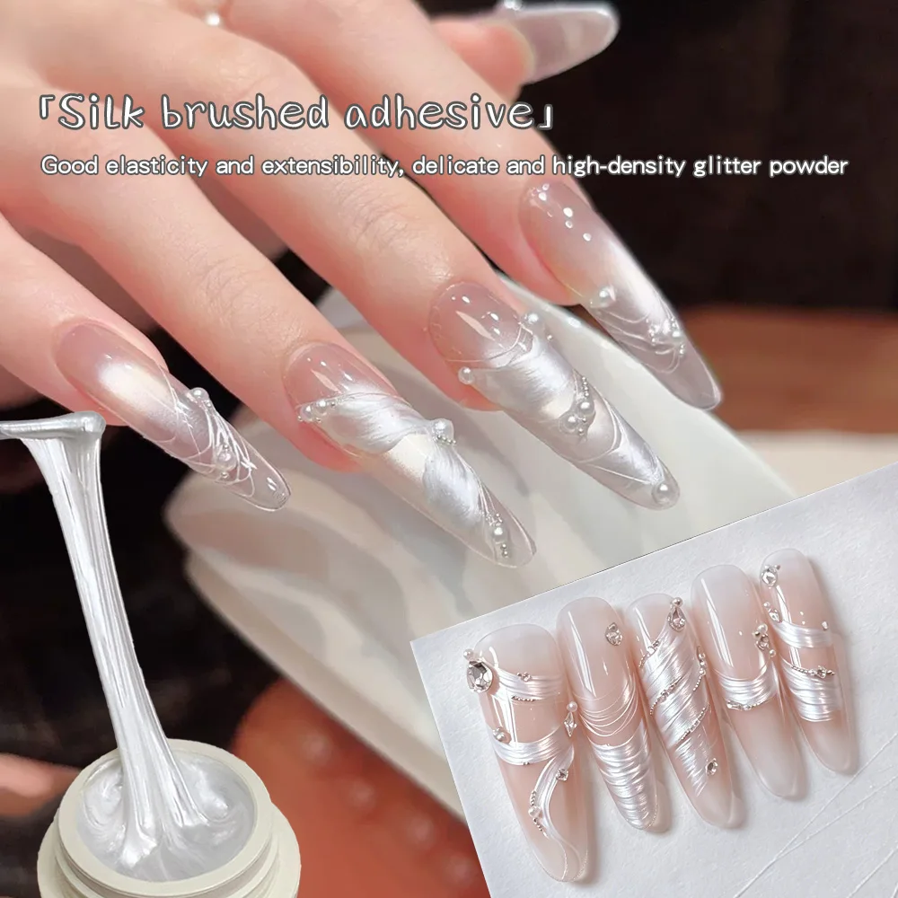 White/Nude 5ml High-Density Spider Gel Silk Satin White Wire Drawing Smooth Flow Elastic String Gel For Nail Painting Outlining