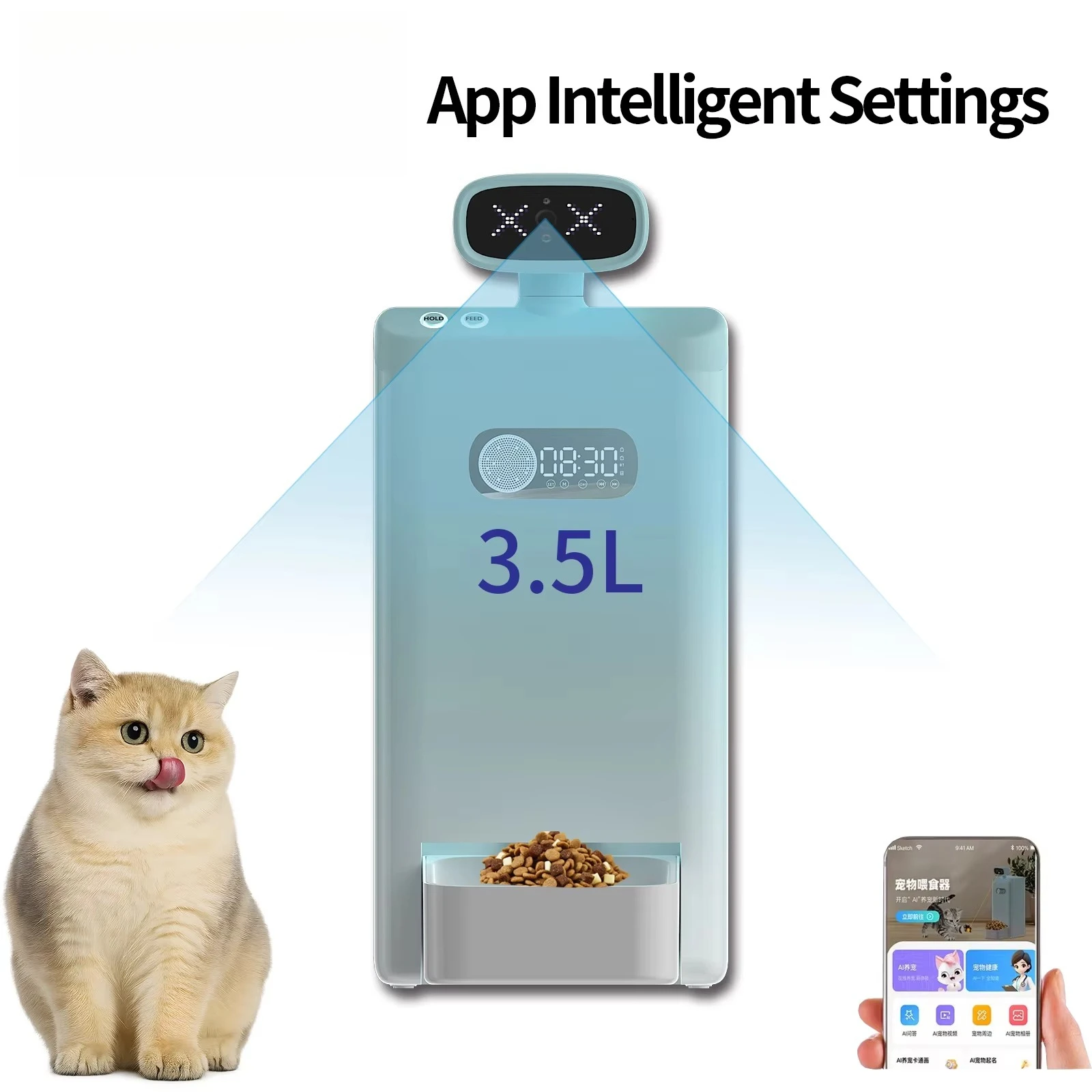 STLFAutomatic Smart Pet Cat Dog Food Feeder with WIFI AI Auto Locking CamerassSupport IOS and Android APP Pet Bowls & Feeders