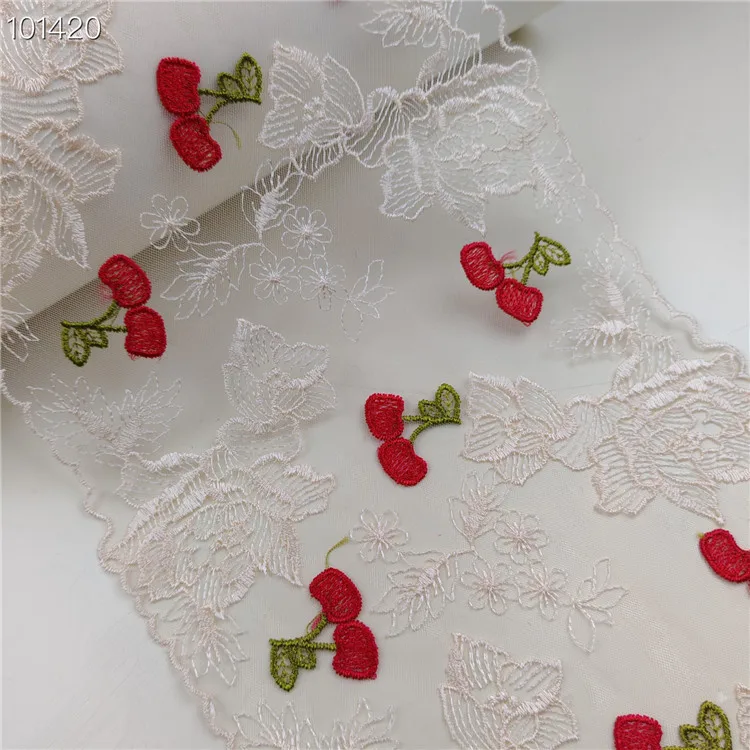 

20Yards Two Tones Cherry Embroidery Lace Trim Skirt Hem Underwear Sewing Acces Craft DIY Apparel Fabrics