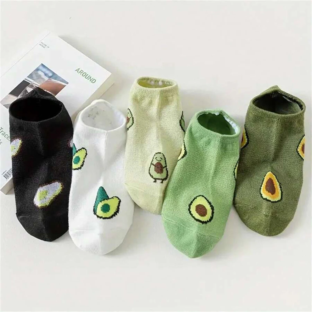 20 Pairs Avocado Print Socks Soft Lightweight Low Cut Ankle Socks Women Stockings Hosiery