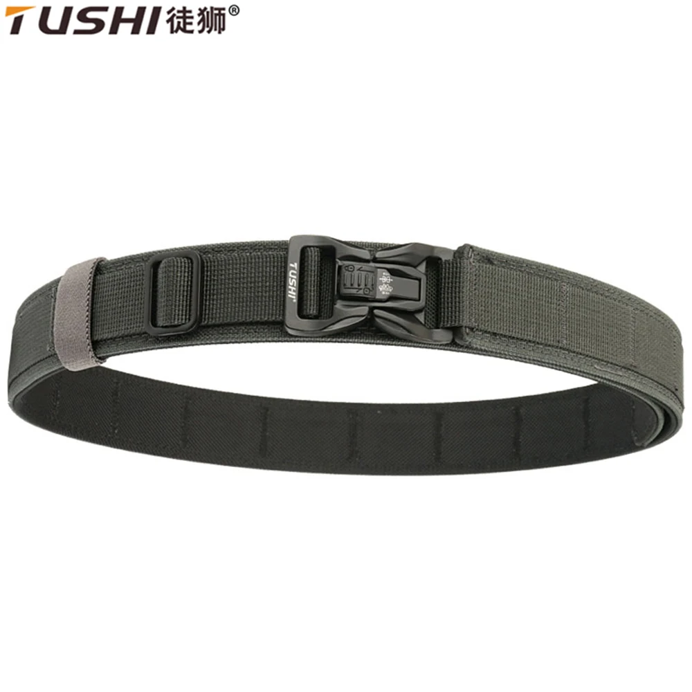 TUSHI Hard Military Tactical Belt for Men Nylon Metal Pluggable Buckle Police Duty Gun Belt EDC Outdoor Girdle IPSC Accessories