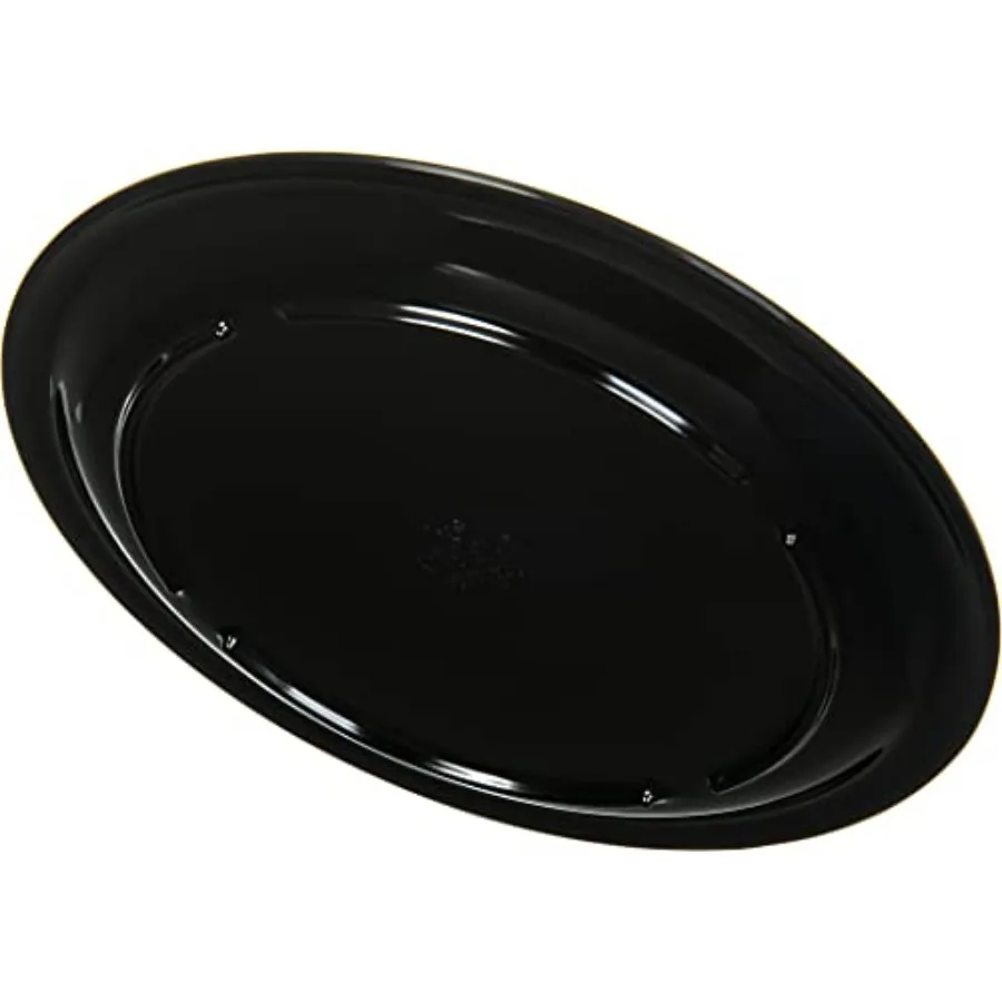 Kingline Reusable Plastic Plate Dinner Plate for Home and Restaurant 10 Inches Black Pack of 48