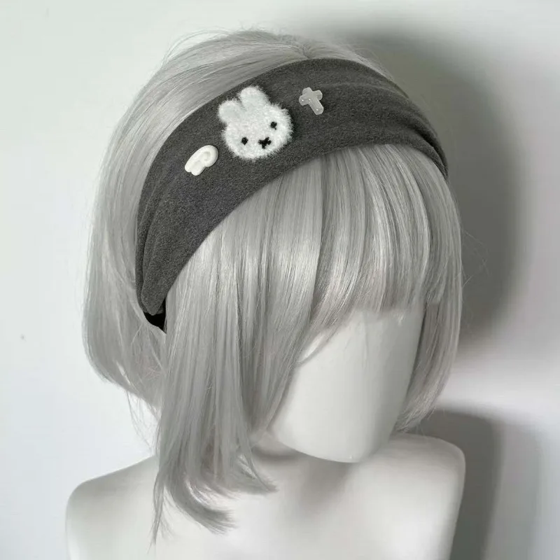 

Популярная серая повязка на голову с широкими краями из мультфильма Miffy, милая повязка на голову для мытья лица для творчества, подарок на день рождения для девочек