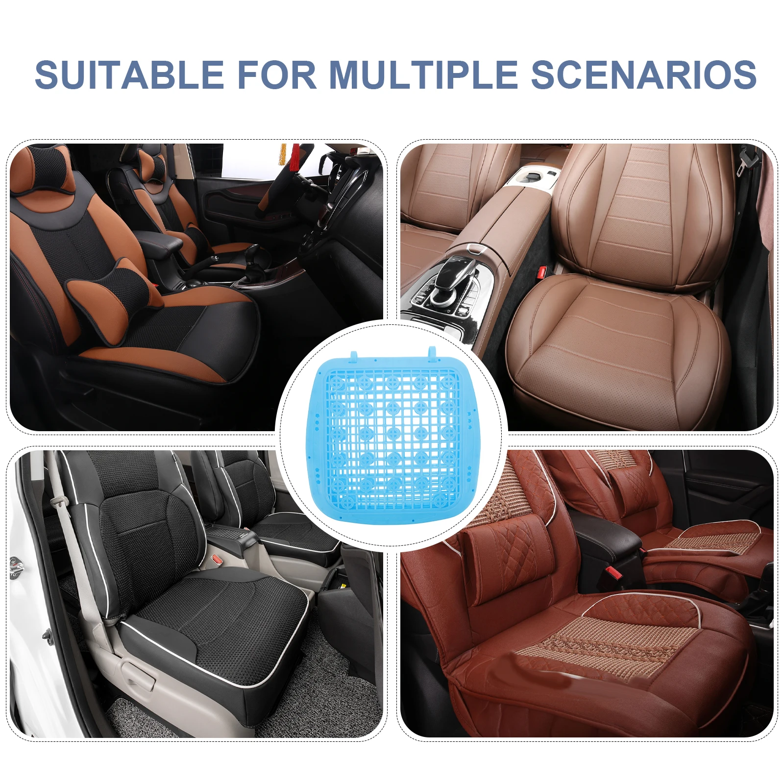 

Summer Plastic Seat Cushion Double Layer Blue Car Truck Van Chairs Pads Ventilated Cooling Driver Automotive Seats Pad