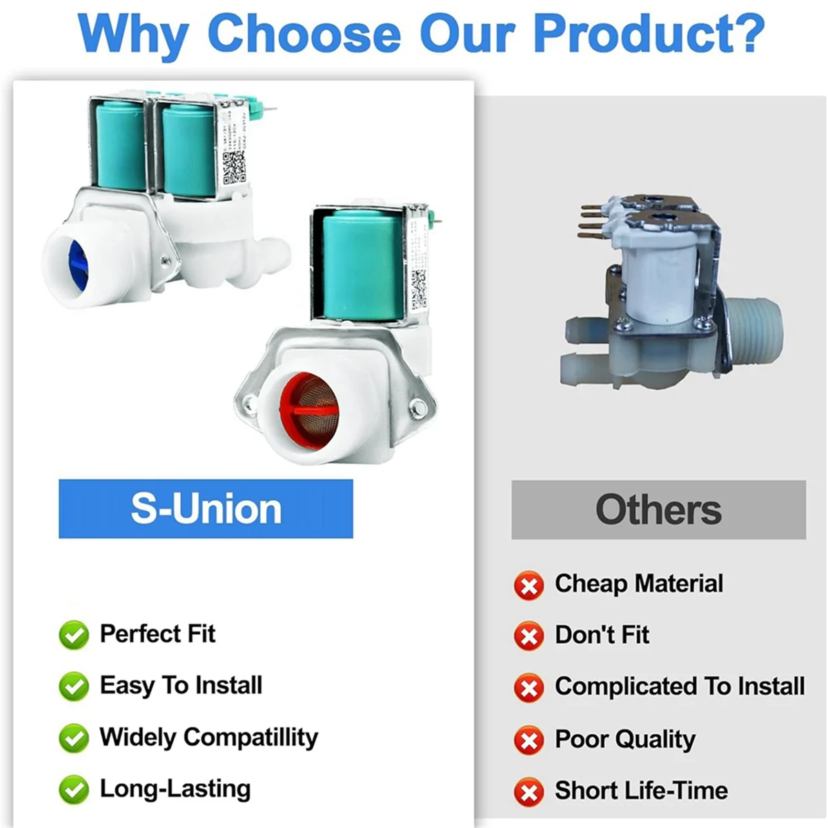 ชุดวาล์วน้ำเย็นและร้อนสำหรับเครื่องซักผ้า DC62-30312J และ DC62-30314K อะไหล่เครื่องซักผ้า Kenmore Samsung