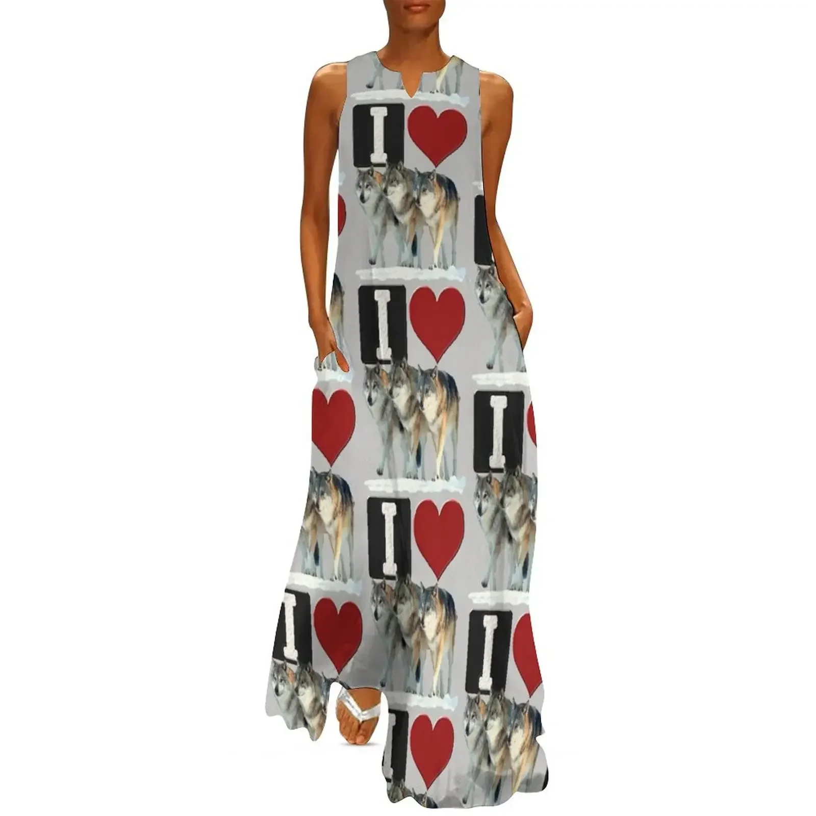 

I LOVE WOLVES Long Dress summer dresses summer dresses women 2025 dresses women summer 2025 evening dress women Dress