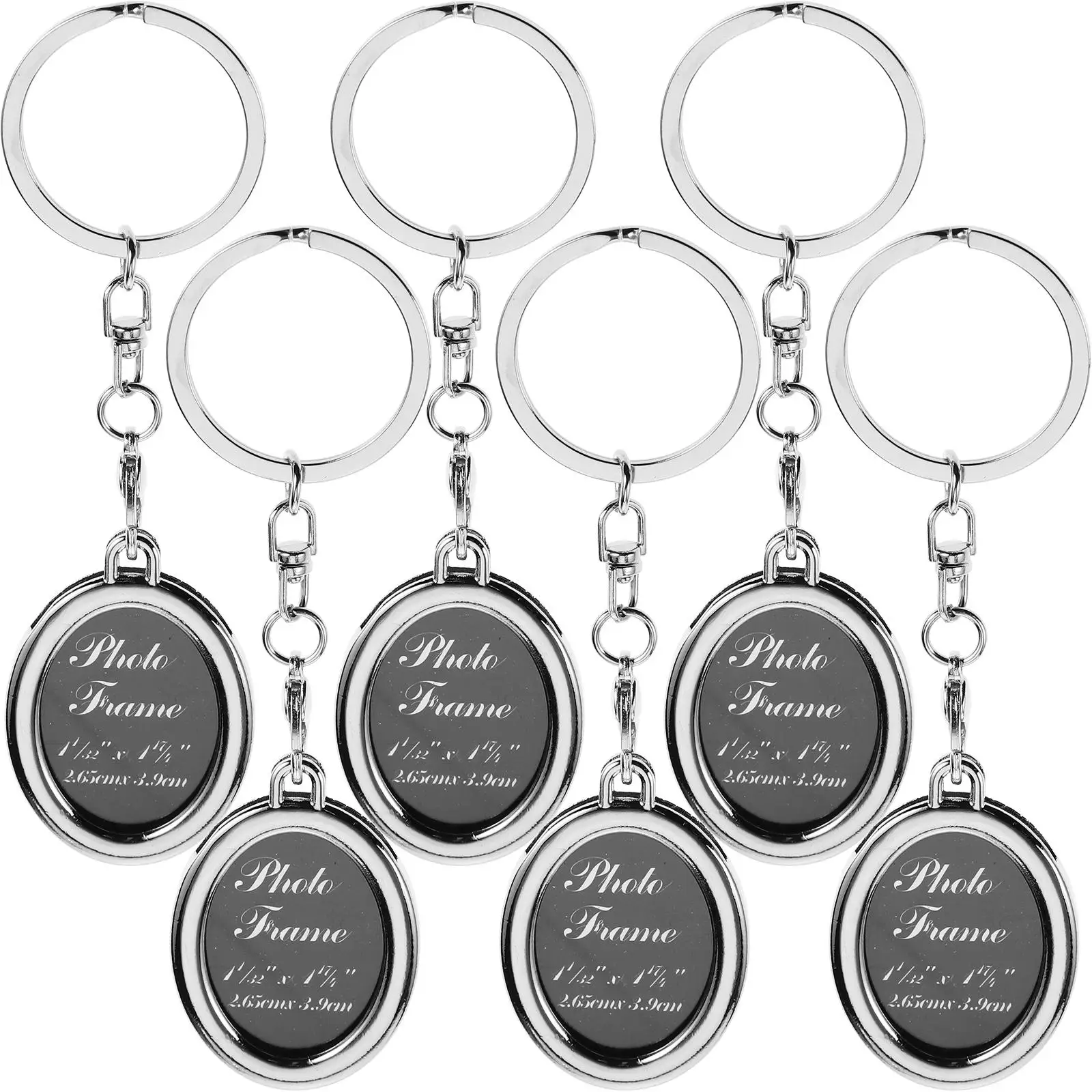 6 Pcs Keepsake Gift Kit Photo Key 3 6x3 3x0 5cm Metal Blank Keychains Emotions Frame Photos Smile Raising Ideal Small