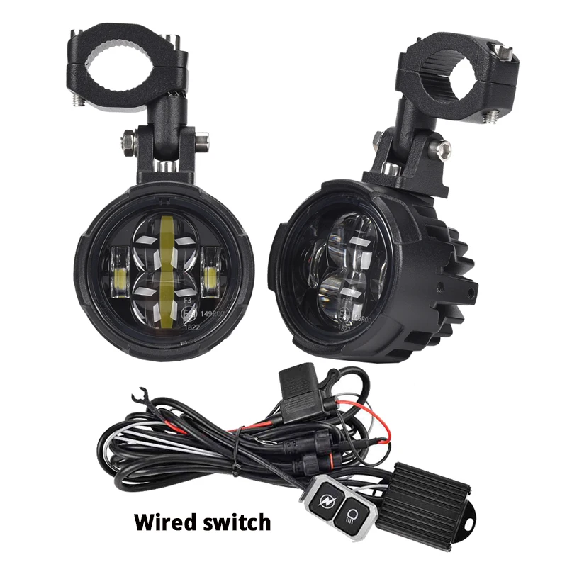 Ein Paar Dual Farbe blinker Motorrad Scheinwerfer Nebel Lichter Led Hilfs Fahr Licht Scheinwerfer Scheinwerfer farol Moto Nebel Lampe