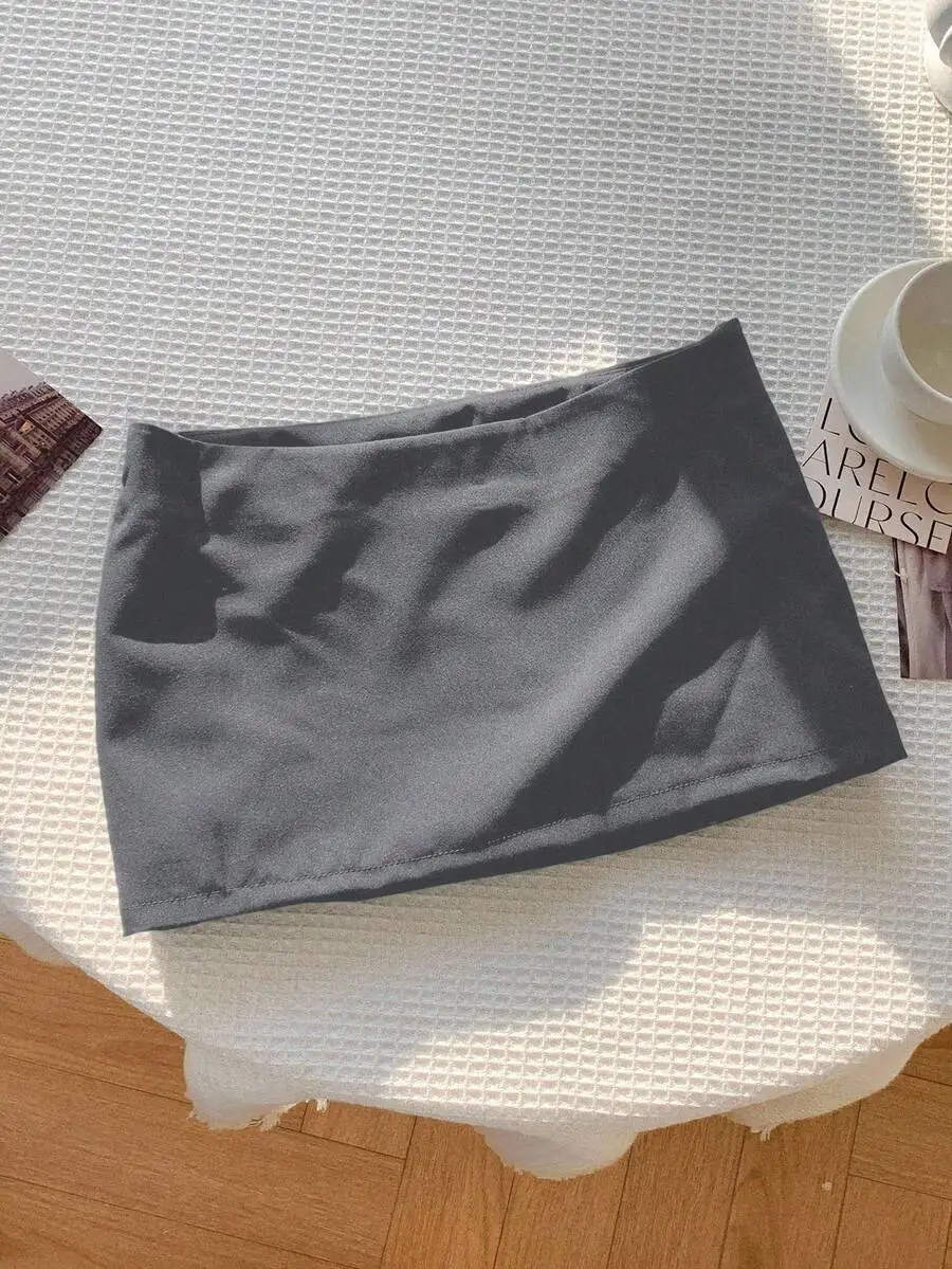 

Женская однотонная мини-юбка с низкой талией, атласная, для повседневной носки