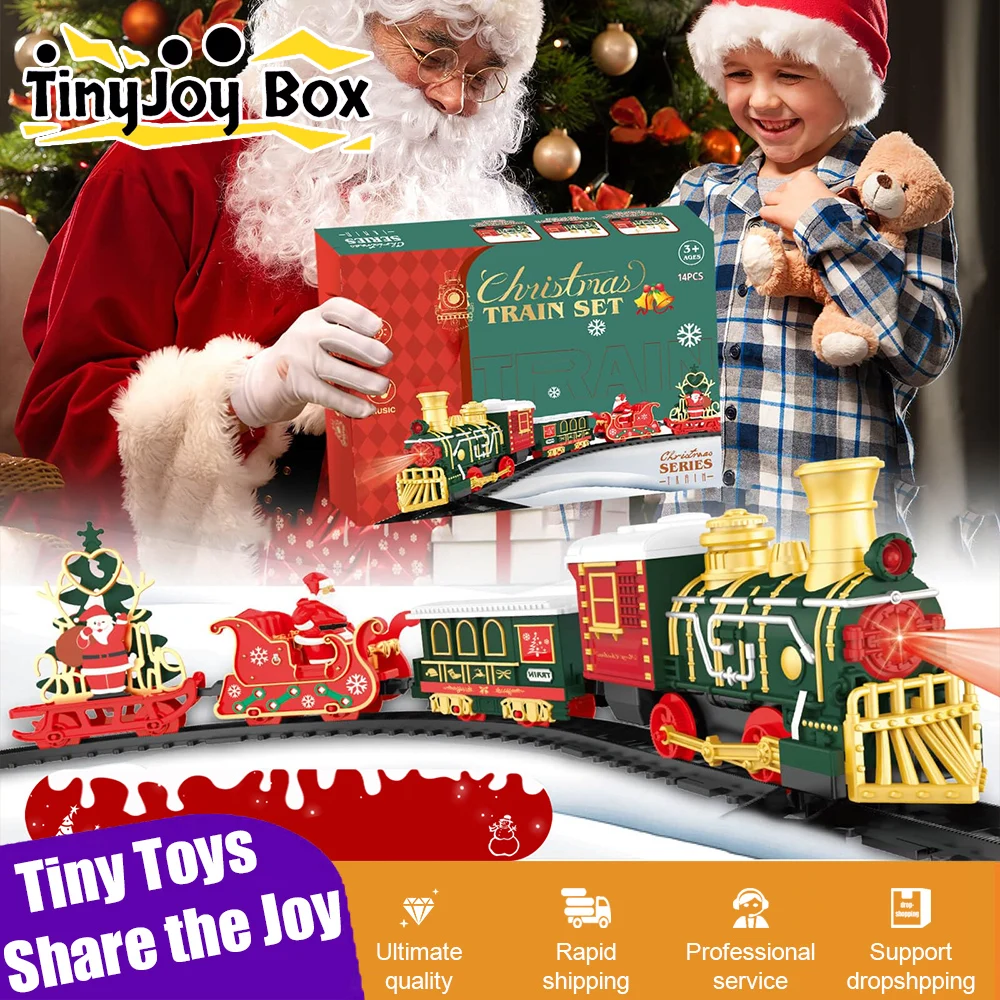 

Christmas Series Classical Remote Control Small Train Track Electric Steam Track Train Model Lights Children's Holiday Gifts