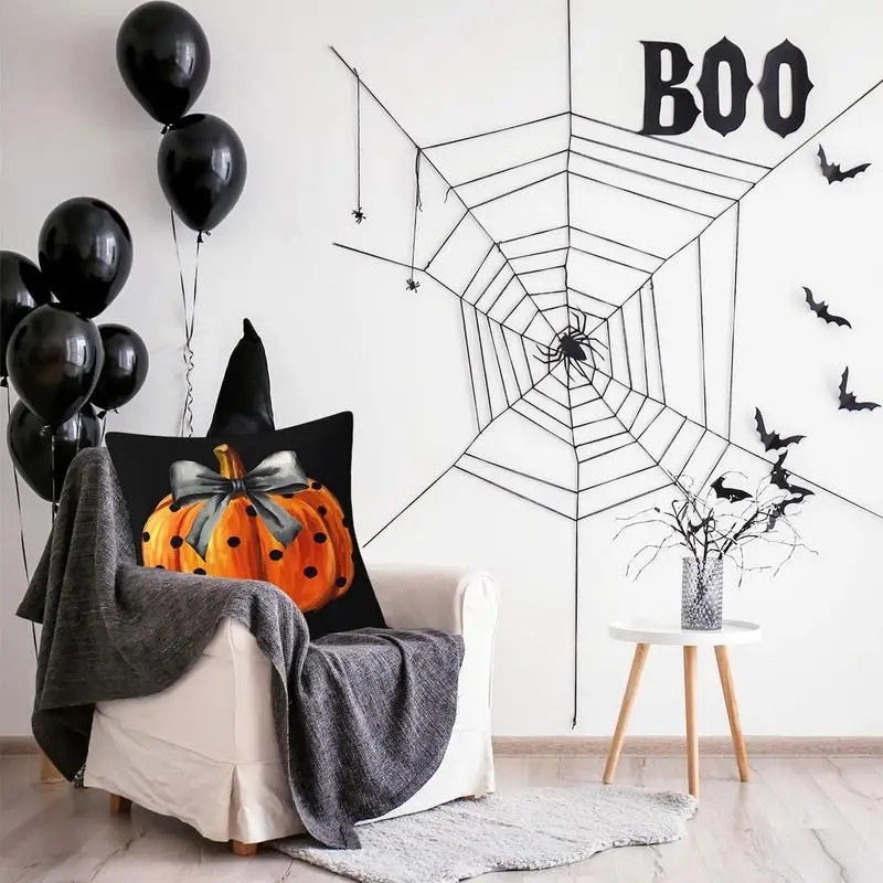 Pillow Covers Halloween Square Halloween Linen Pillow Covers 4 Pieces Back Cushion Case Comfortable Gothic Linen Pillowcase