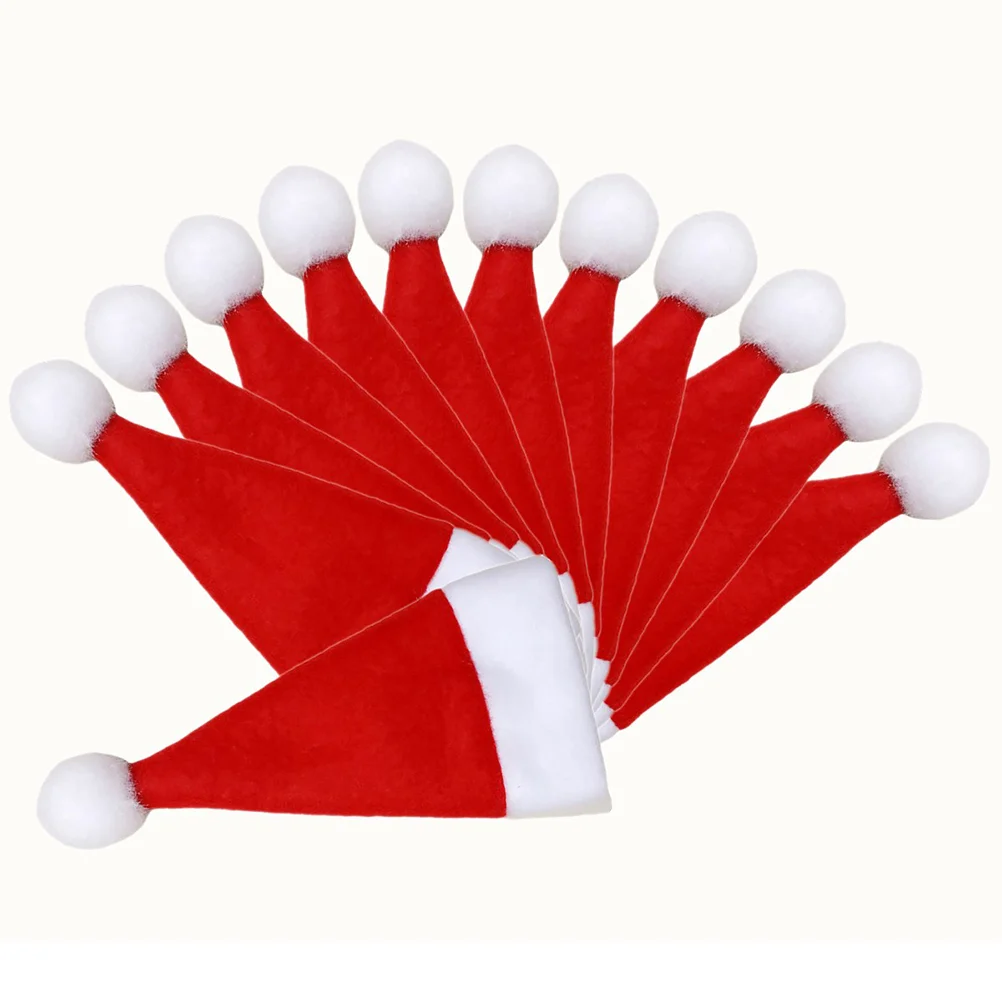 12 PCS Christmas Hat Dinner Table Decor Mini Santa Claus Decorate Holder Red Tableware