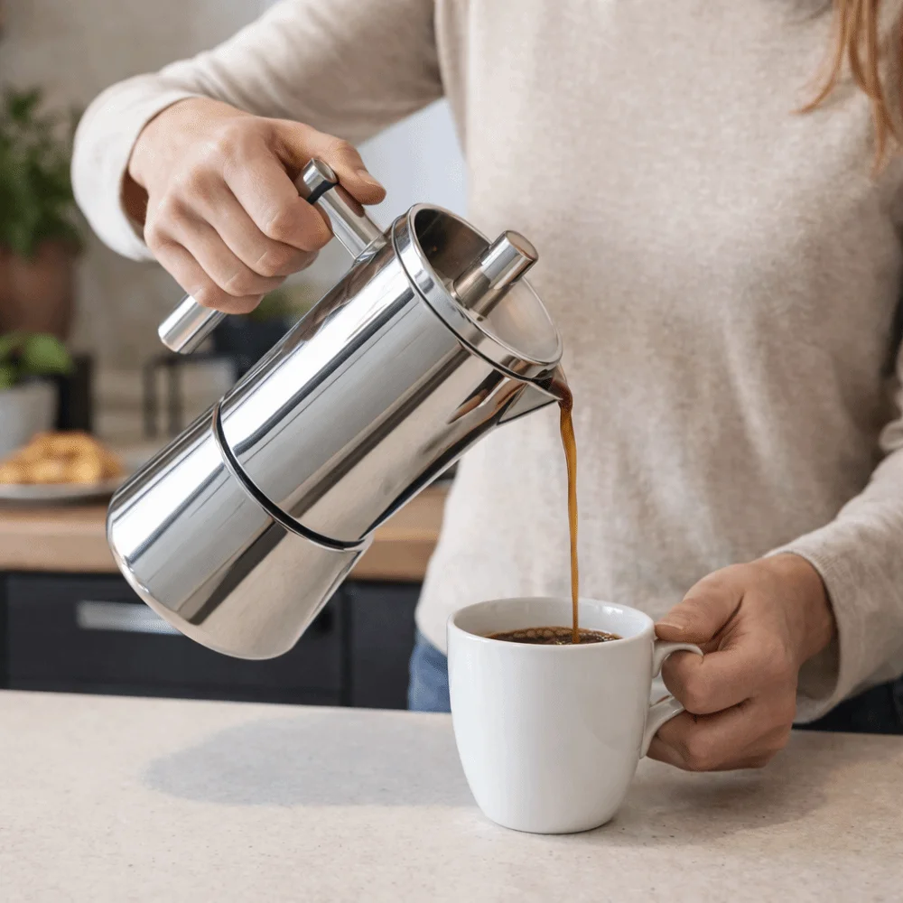 Stainless Steel Italian Coffee Pot 200/300/600 ML Fast Heat-conductive Espresso Maker Pot Leak-proof Reinforced