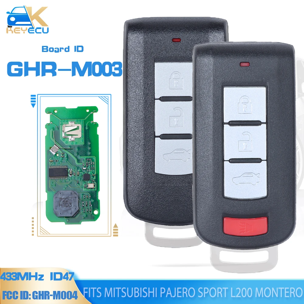 KEYECU Keyless Go GHR-M004 ,GHR-M003 Smart Remote Key fits Mitsubishi Pajero Sport L200 Montero Fob