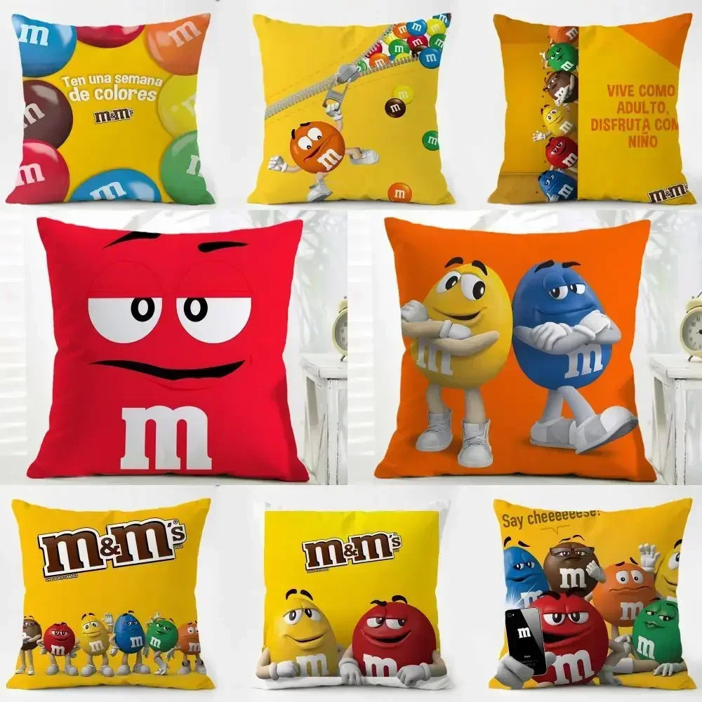 Fashion M&M's Chocolate Candy Meme Cushion Cover Iceland Washable Linen Soft  for Daily Sofa Bed Home Room Decor