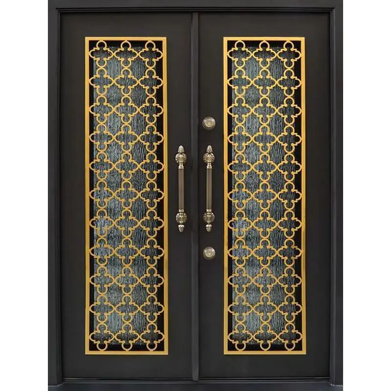 Great Finish Custom Construction Durable Composition Amazing Contour Wrought Iron Door