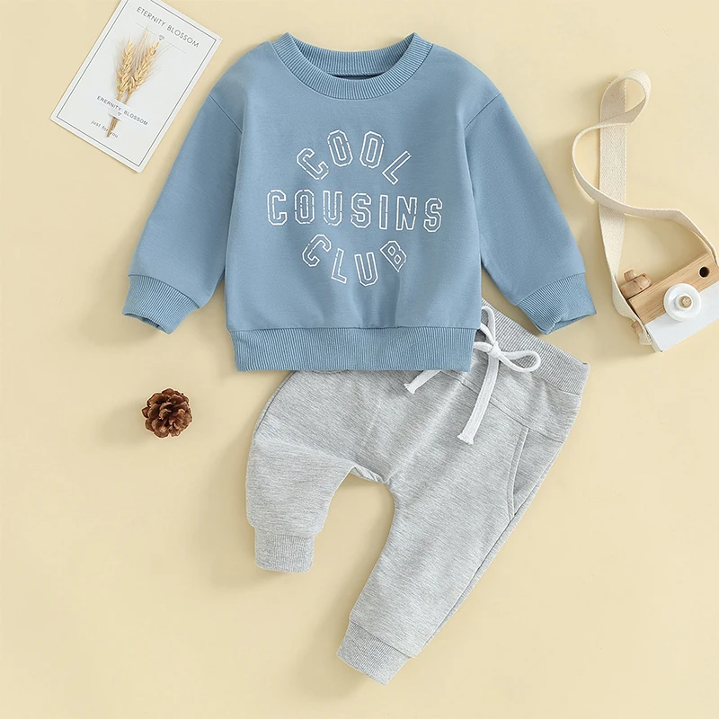 Spring Autumn Baby Boy Clothes Set Letter Print Sweatshirt Pants 2pcs/set Cotton Suits Children Clothing Toddler Tracksuits