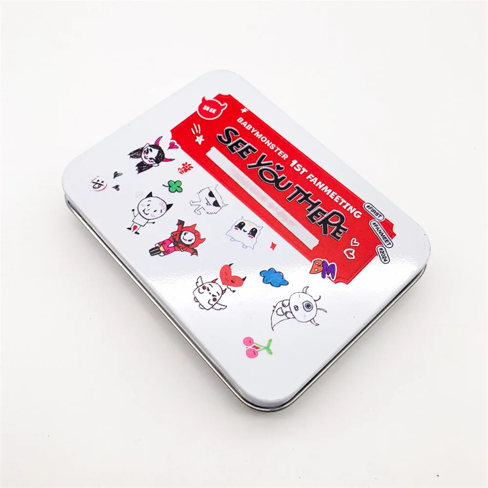 Kpop Babymonster Cartoon Cute Iron Box Student Stationery Desktop Storage Box Flip Cover Storage Box RUKA ASA PHARITA Fans Gifts