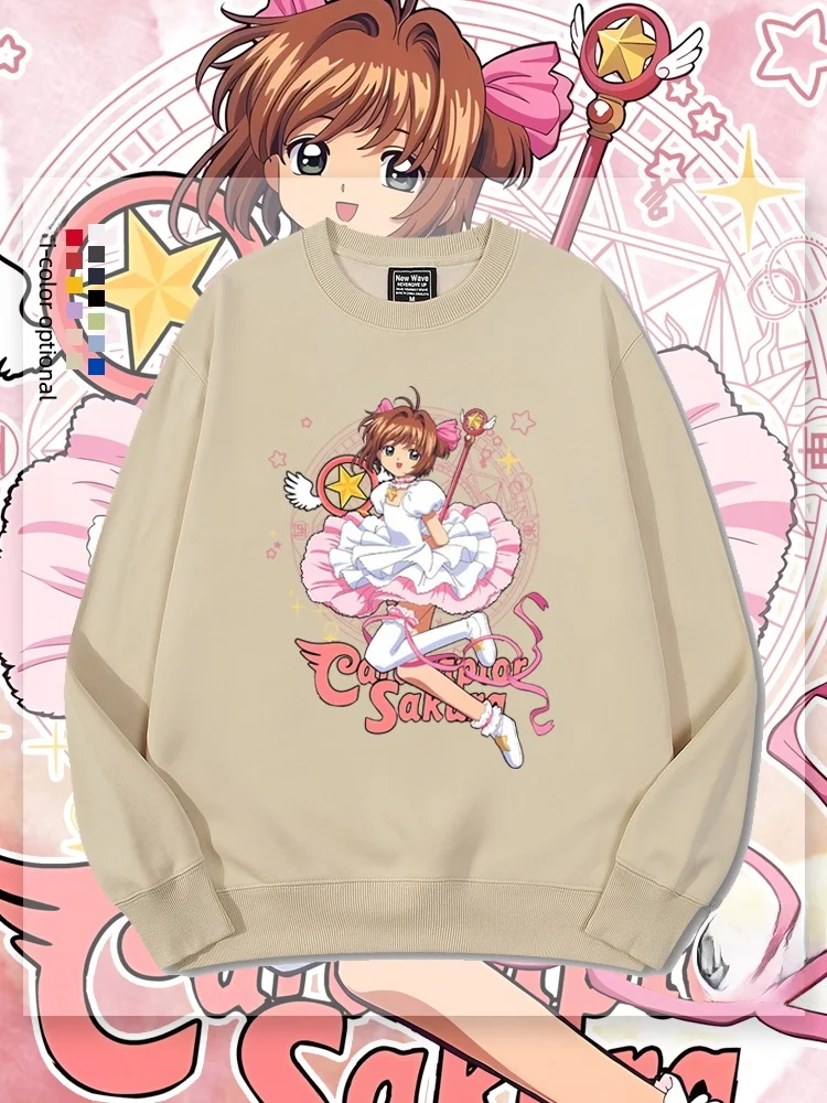 

Magical Girl Sakura Anime Hoodie ex Loose Fit Spring Autumn Winter Kids Sweatirt Bioujo Anime Print Cotton Polyester
