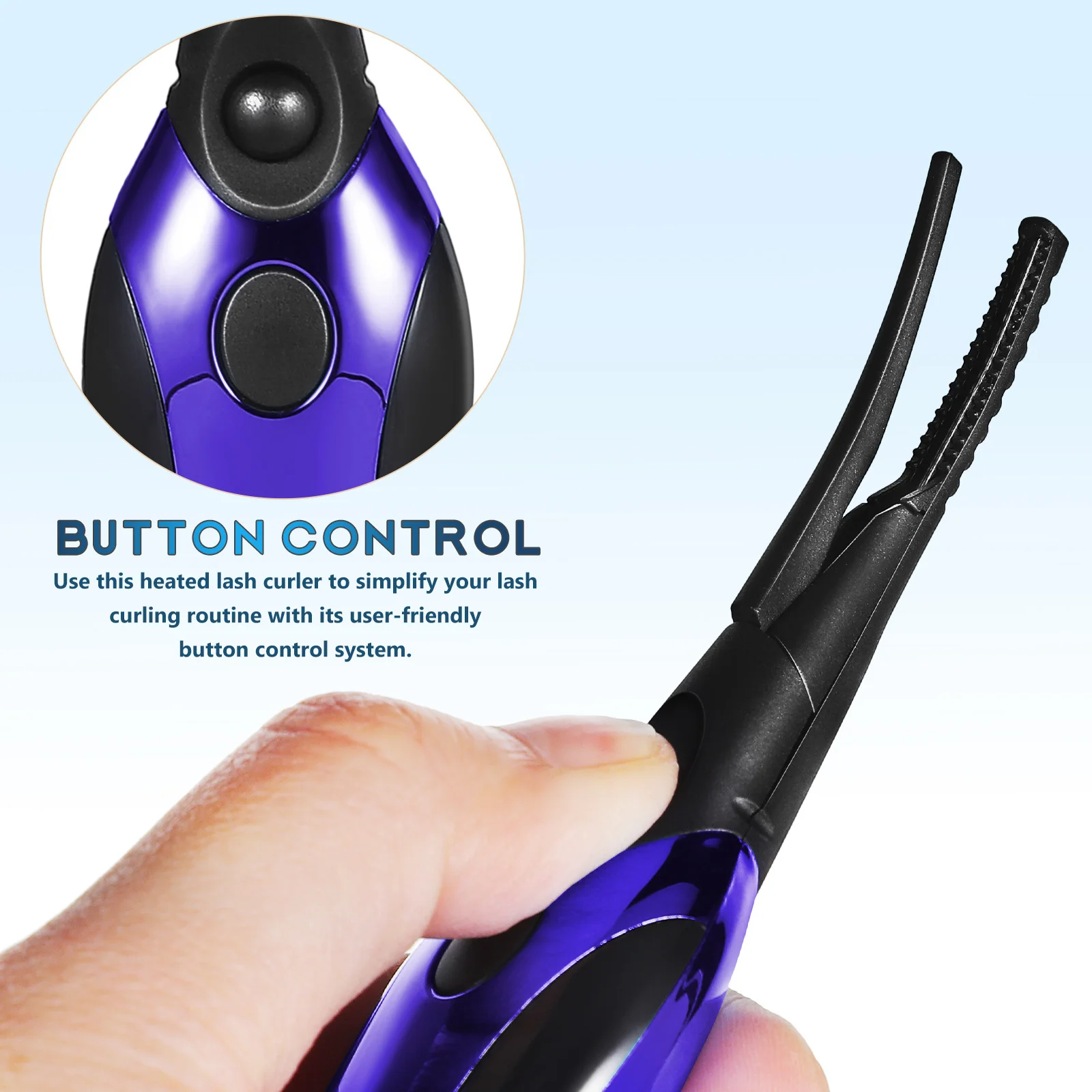 Rizador de pestañas eléctrico portátil, herramienta para rizar pestañas calentadas con Control de un solo toque, calentamiento rápido para pestañas postizas y maquillaje diario