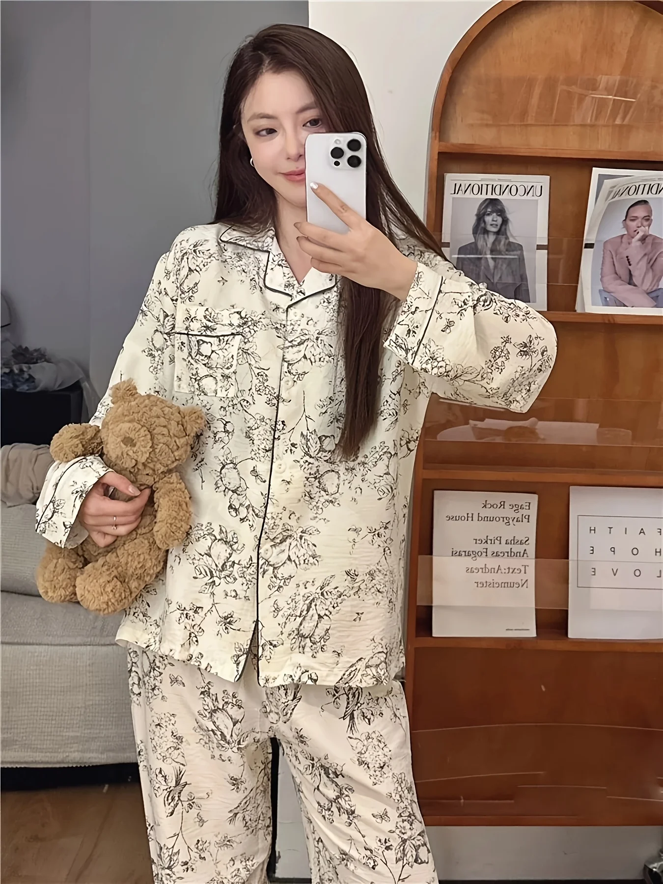 

Высококачественный новый женский пижамный комплект на осень и зиму — простой стиль, милая и повседневная одежда для дома