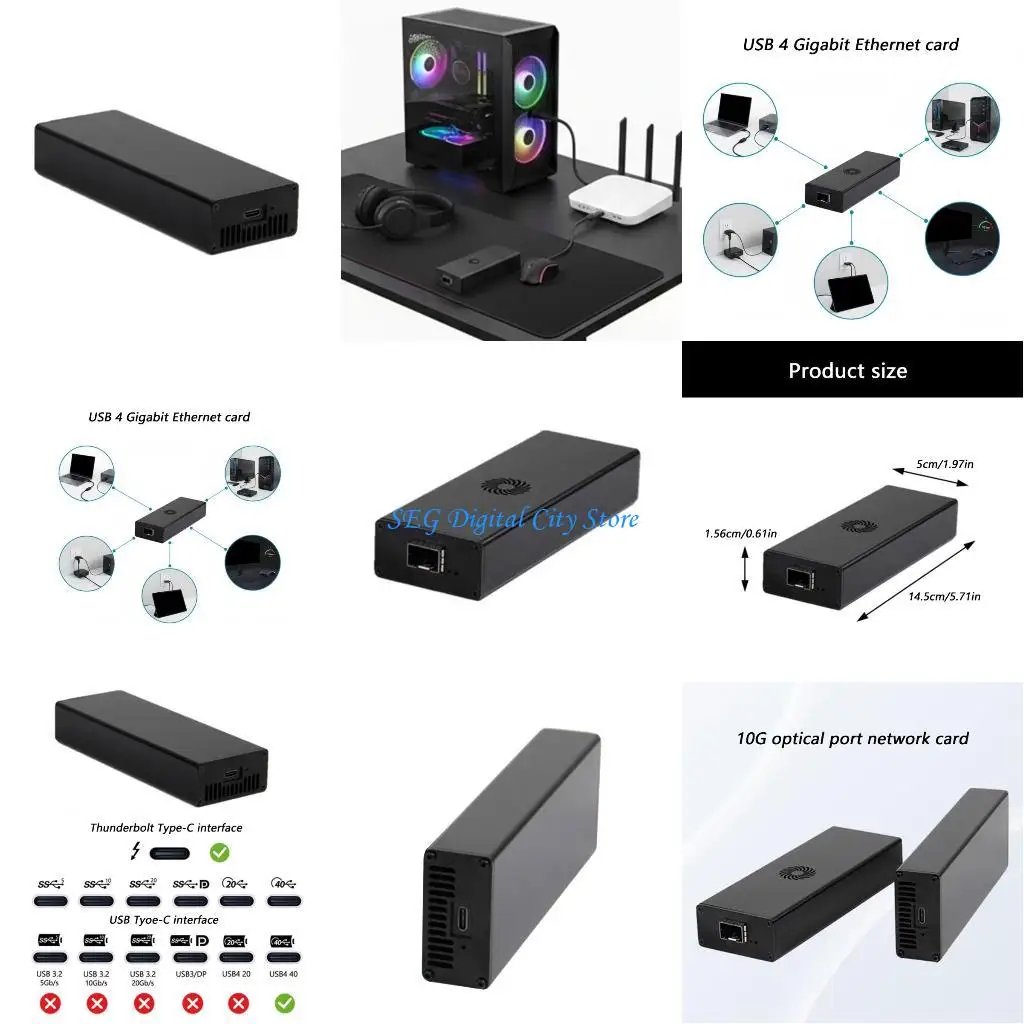 

U75B USB4 10G Gigabit Ethernet Networking Adapters 4 Compatible For Laptops