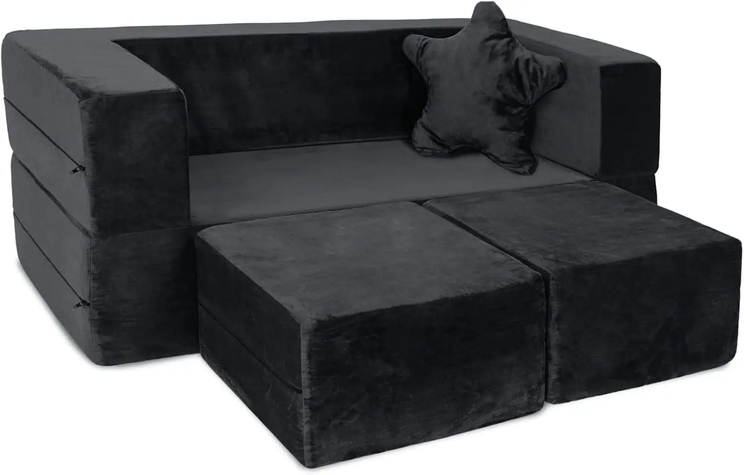 

Modular Kids Sofa for Toddlers & Babies - Convertible Couch, Cushion & Ball Pit (Black) with Bonus Pillow