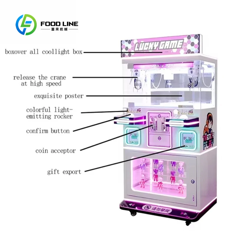 Customized Coin Operated Mini Claw Machine 2 Players Arcade Game Machine for Toy Vending and Amusement Entertainment