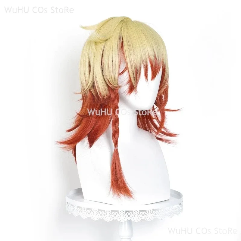 لعبة هونكاي ستار السكك الحديدية ميدي شعر مستعار تأثيري Mydeimos حفلة الهالوين النساء الرجال الفتيات لعب الأدوار الدعائم الشعر الأصفر الأحمر جديلة كرنفال