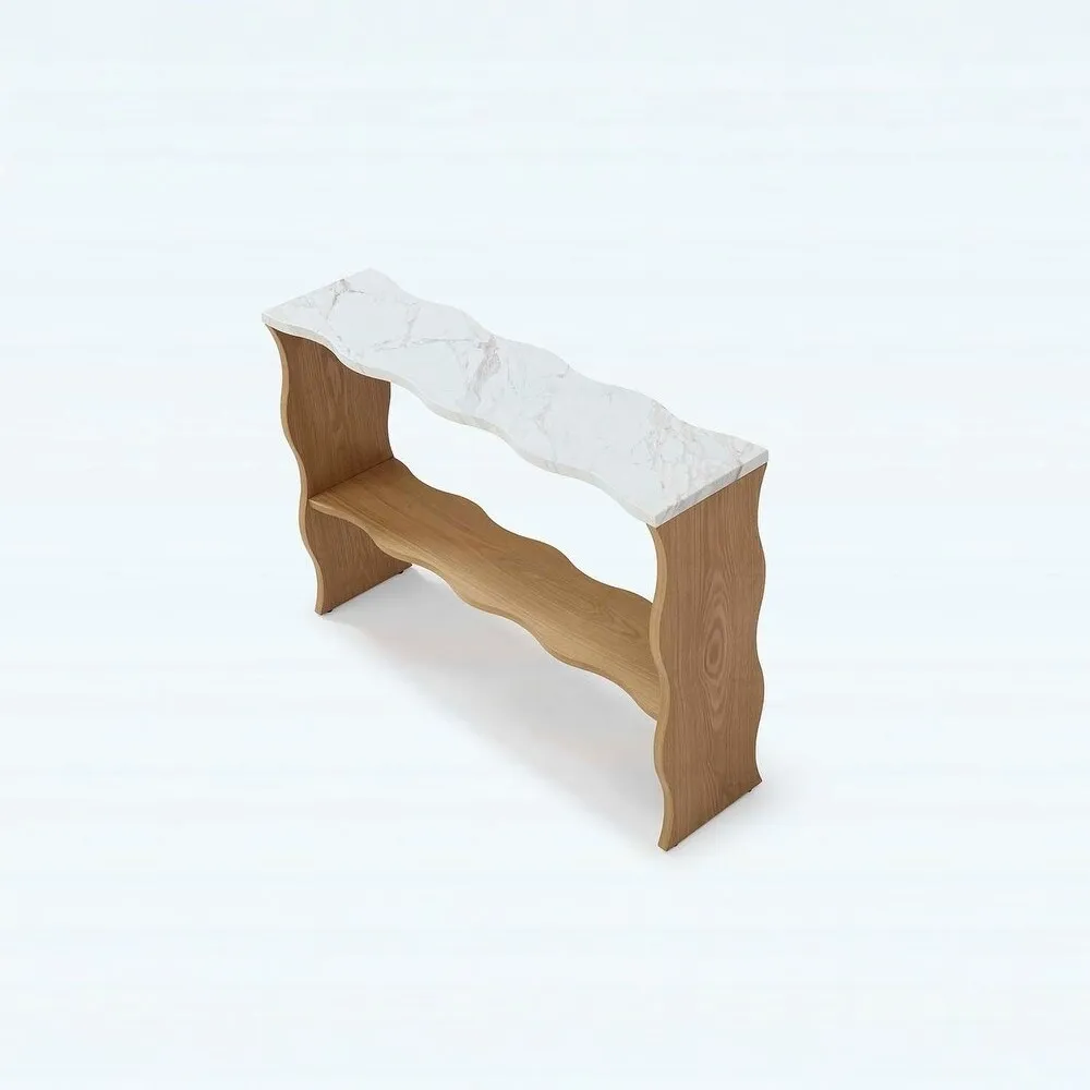 Modern light luxury marble entrance table Solid wood entrance hall entrance table Living room storage Long table Sofa back few