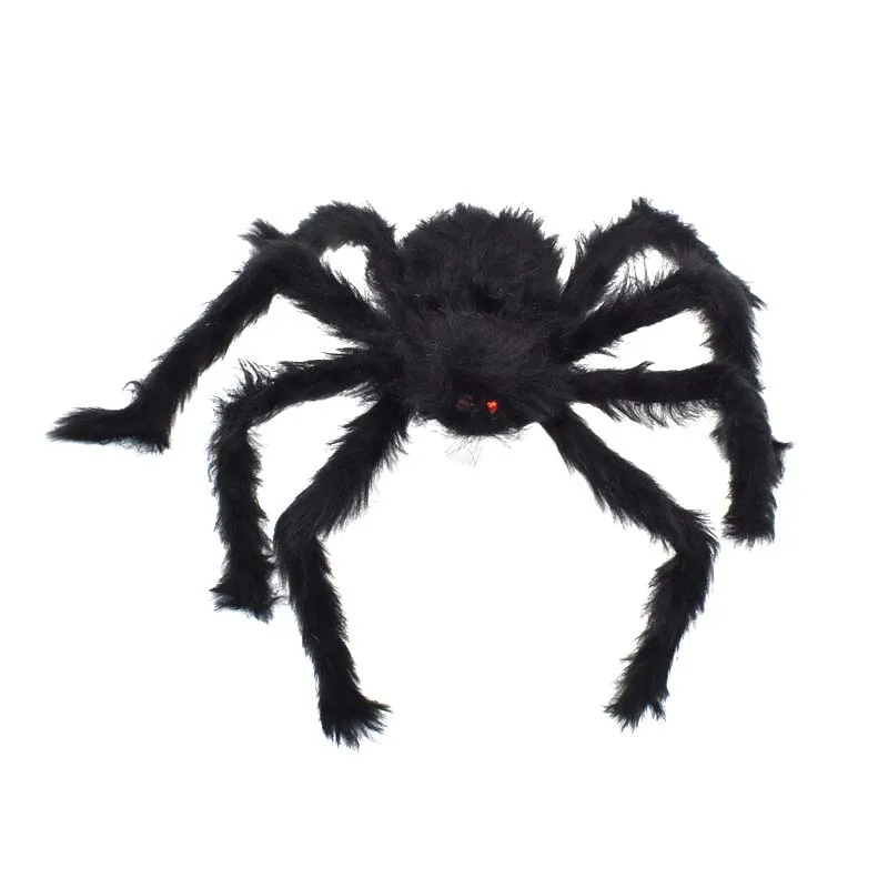 

30/50/75CM Halloween Black Plush Spider for Home Bar Decor Haunted House Trick Huge Spider Kids Halloween Party Decoration