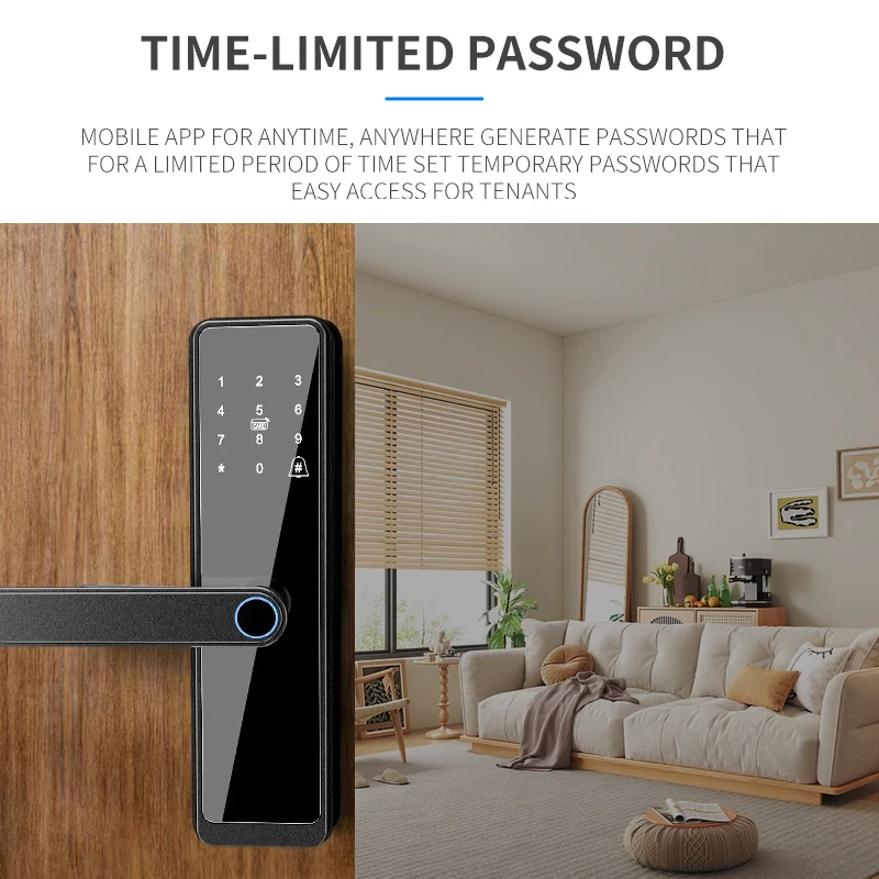Serrure de porte intelligente à empreintes digitales, mot de passe numérique, carte RFID, Wi-Fi, application Tuya, TTlock