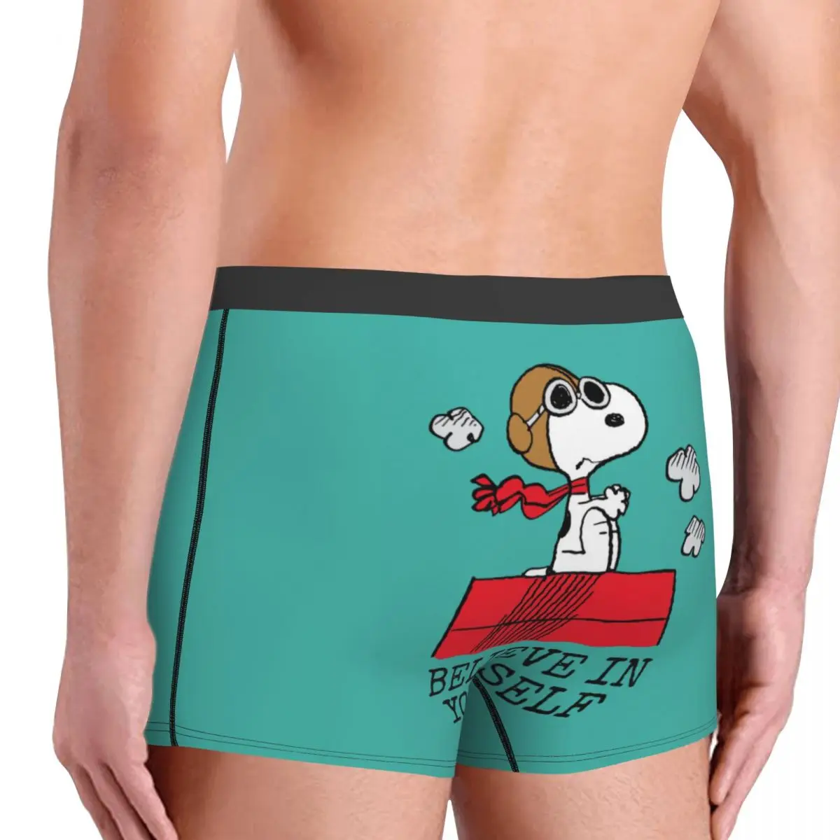 Custom S-Snoopys The Flying Ace Underwear Men Breathable Dog Boxer Briefs Shorts Panties Soft Underpants For Homme