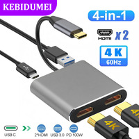 4-in-1 USB C Docking Station Dual HDMI Adapter USB 3.0 HUB Type C to HDMI USB C HUB Splitter Adapter OTG For PC Laptop Macbook