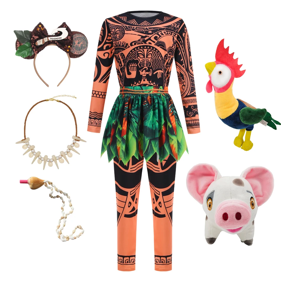 

Детские пижамы Мауи с 3D принтом, карнавальный костюм Моаны, топ с длинными рукавами для мальчиков, комплект брюк, карнавальная праздничная одежда на Хэллоуин, детская одежда