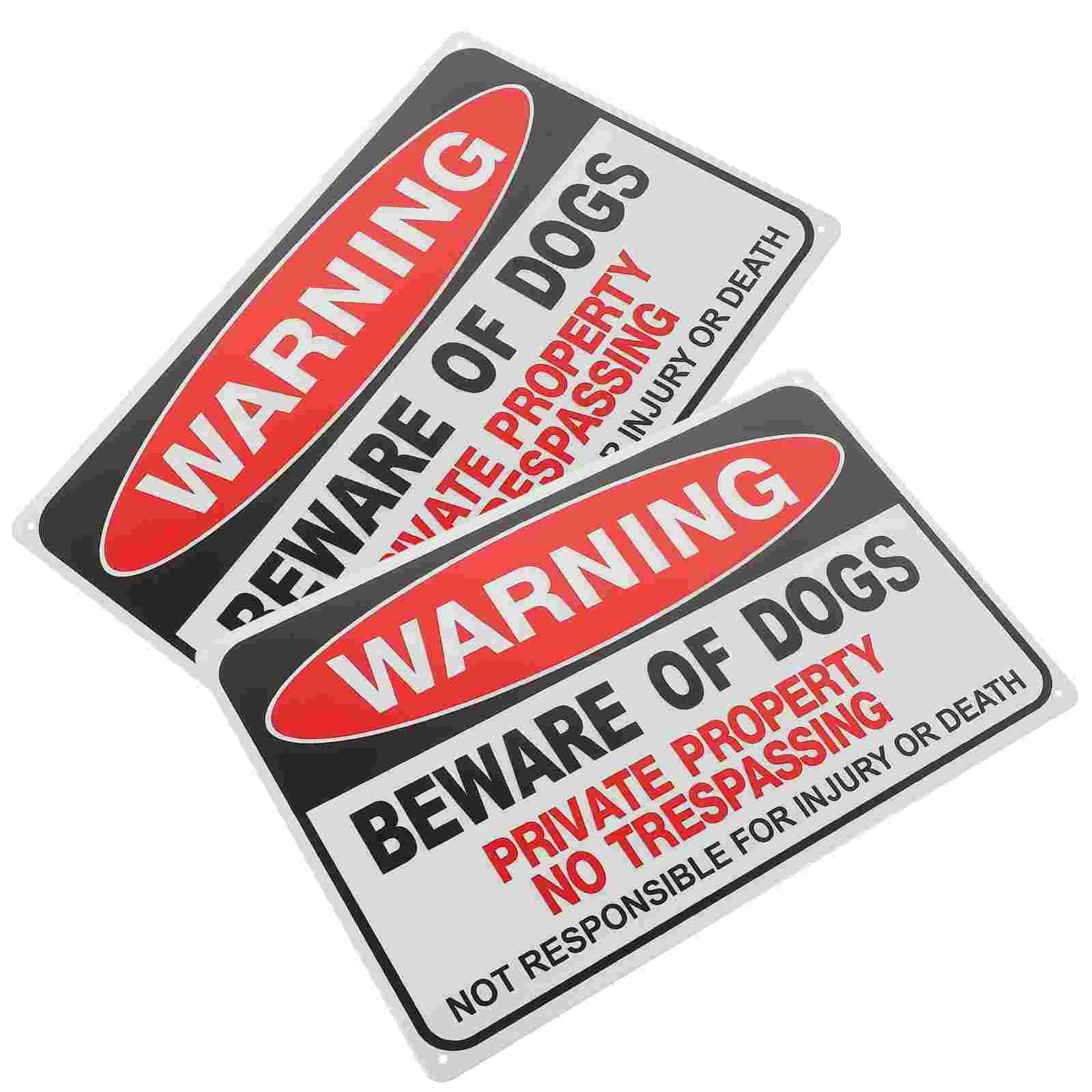 2 Pcs Dog Warning Sign Caution Garden Courtyard for Beware of Signs Fence Black Outdoor