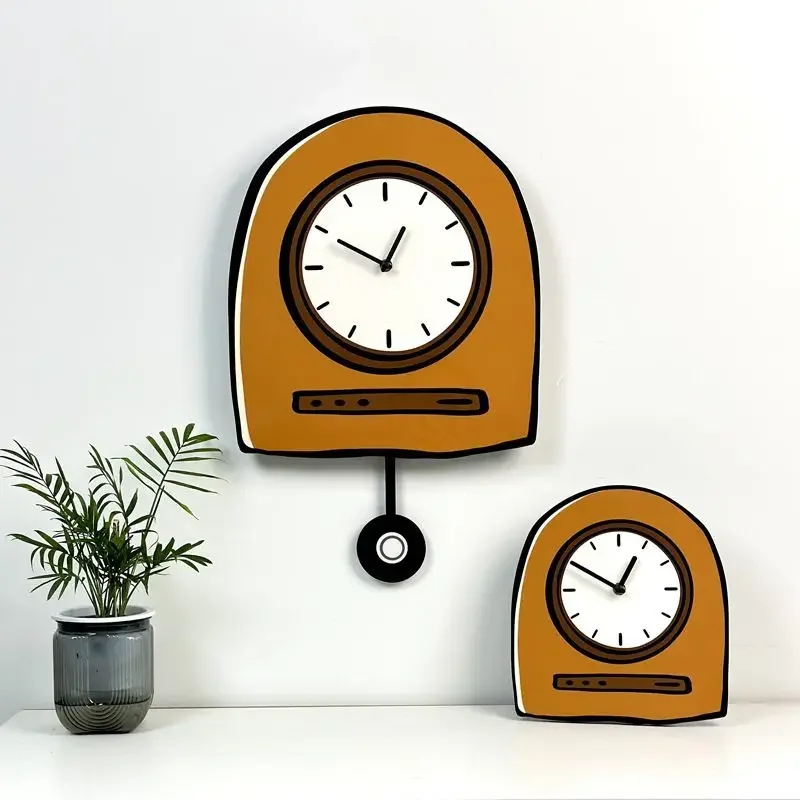 New Korea Cartoon Wall Clock Living Room Clocks Home Decor Digital Clocks Modern Design Swinging Pendulum Clock Home Decoration