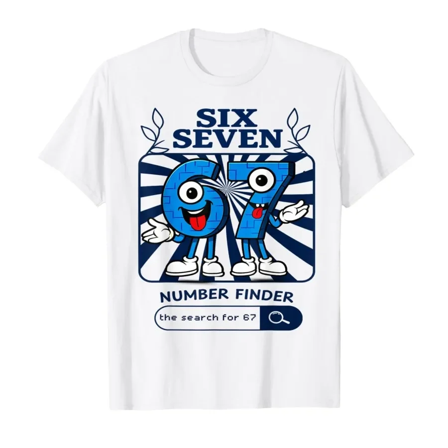 

Six Seven 67 Number Finder Cartoon Graphic Tee Breathable Cotton Short Sleeve T-Shirt for Men Women