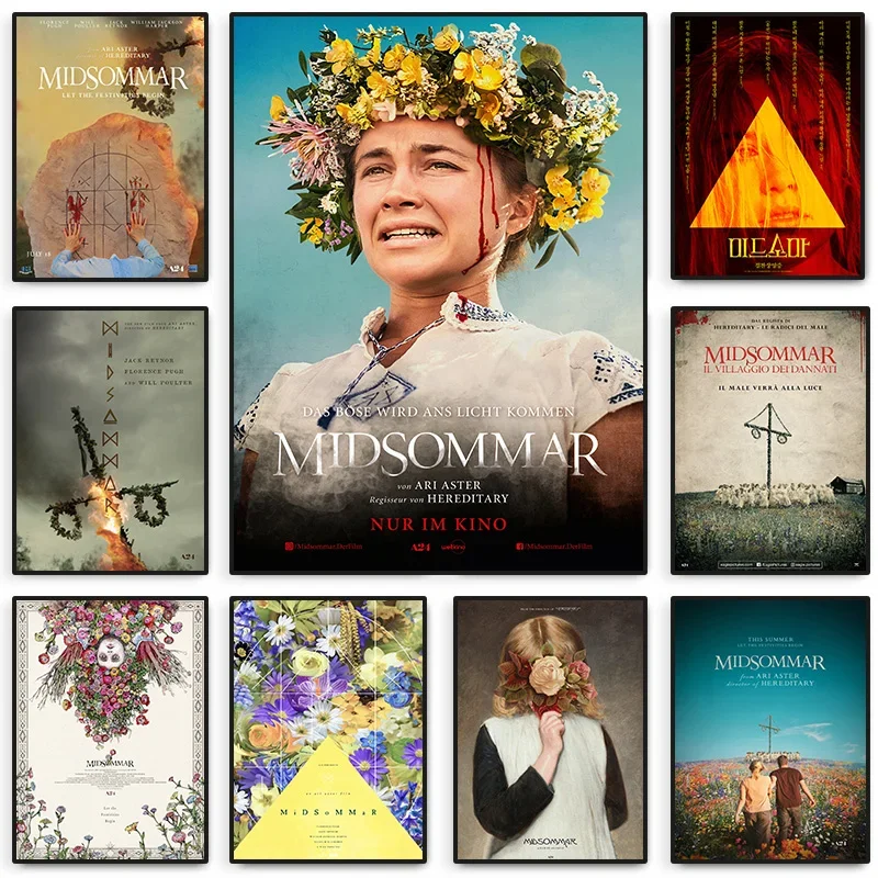 Midsommar-carteles de películas Retro, película de terror, pintura en lienzo, impresiones, arte de pared, imagen Vintage para sala de estar, decoración del hogar, mural