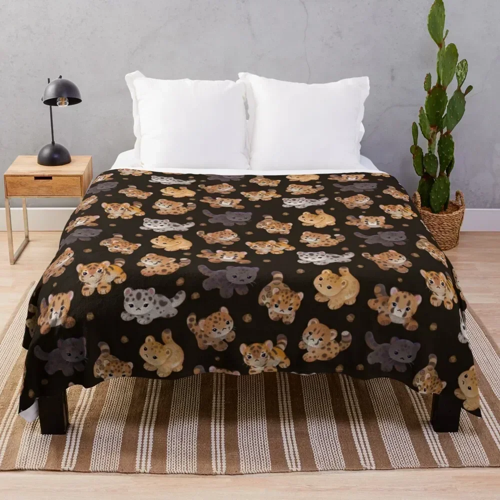 

The year of big cat cubs - dark Throw Blanket Cozy Light Blanket for Travel Camping Picnic