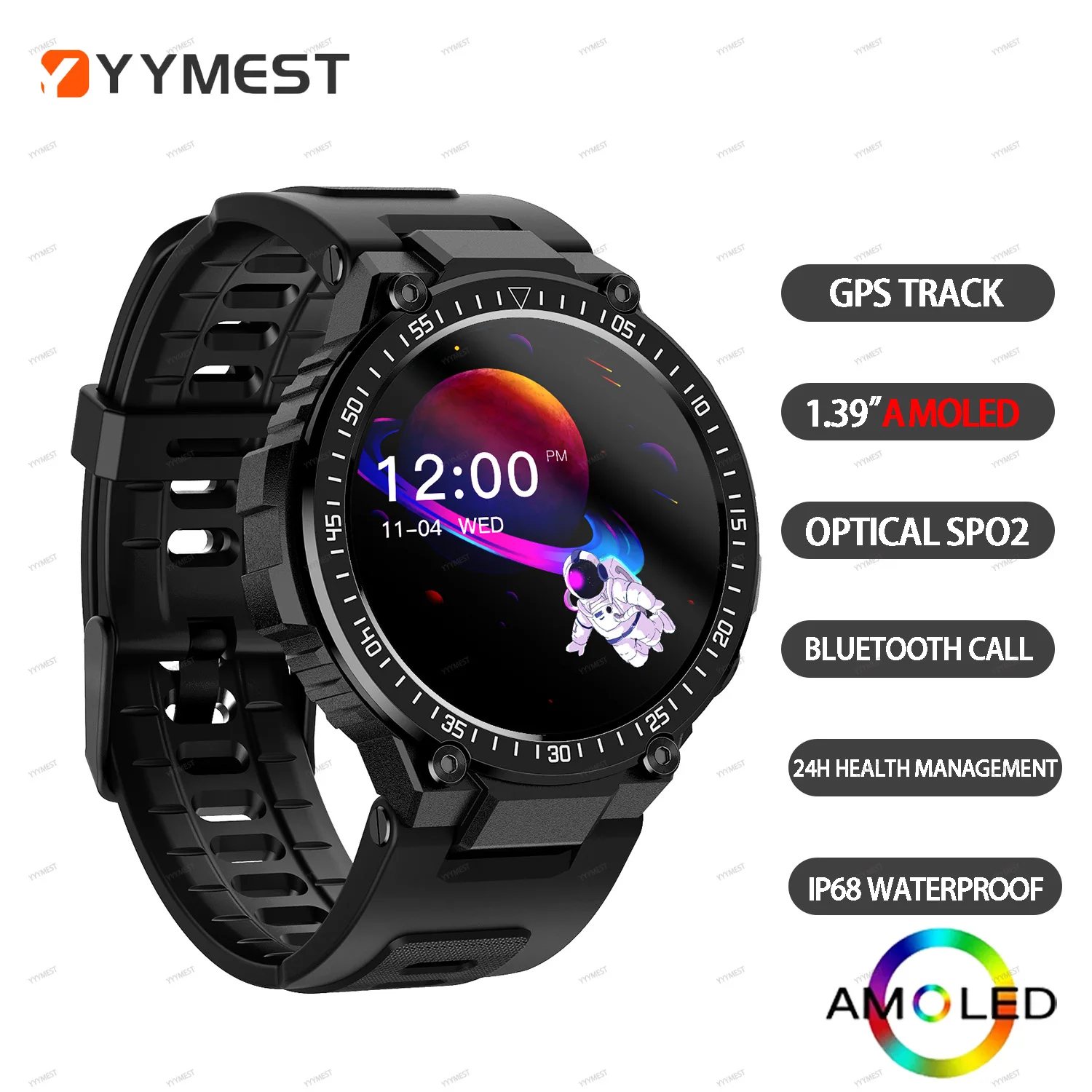 

AMOLED Men's Smart Watch 1.39” 454*454 GPS Track Fitness Tracker IP68 Waterproof Outdoor Sport Smartwatch For Xiaomi Huawei 2023