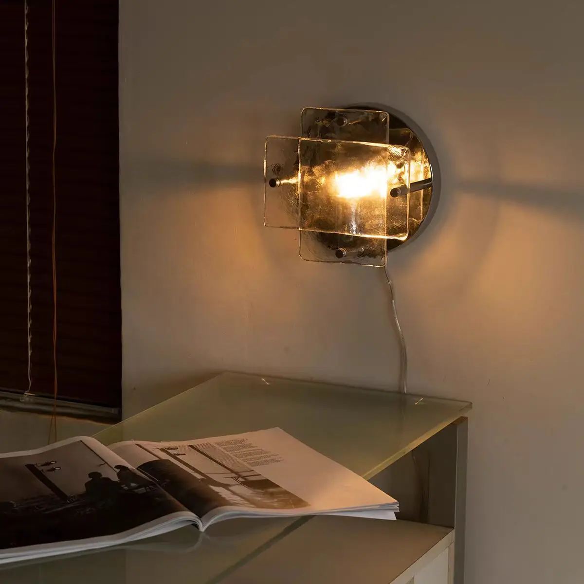 Ice Glass Wall Light Chrome Metal Base G9 Bulb Hotel Living Room Bedroom Stairs Aisle Bathroom Sconce