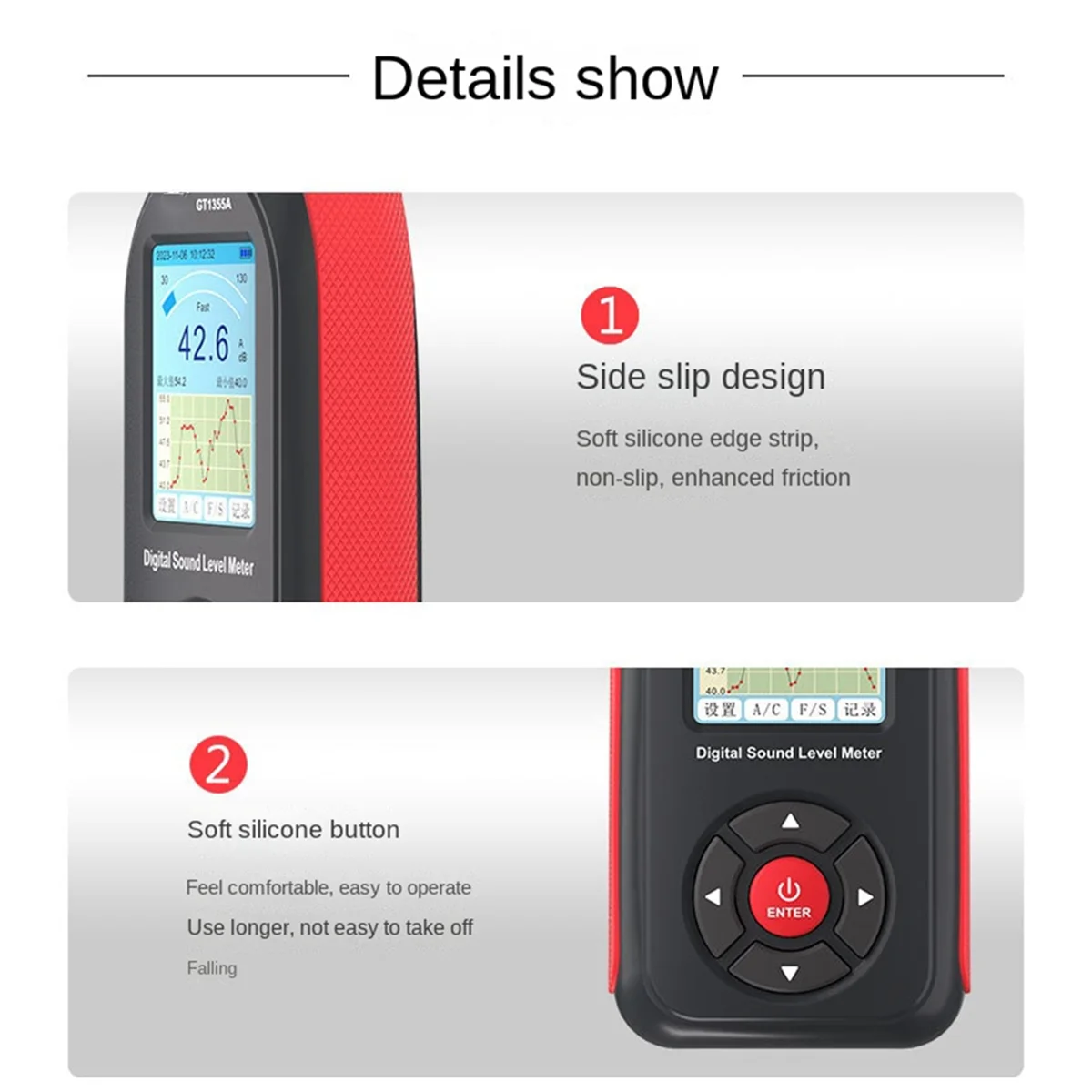 

B50C Digital Noise Meter with Condenser Microphone Digital Sound Level Meter Noise Tester Sound Detector Decible Monitor